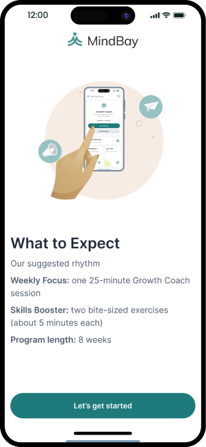 Mindbay App CBT guided approach explanation interface