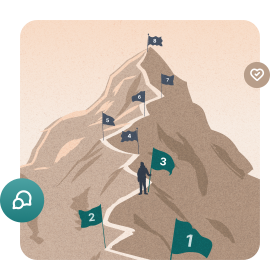 Mountain journey illustration with progress markers